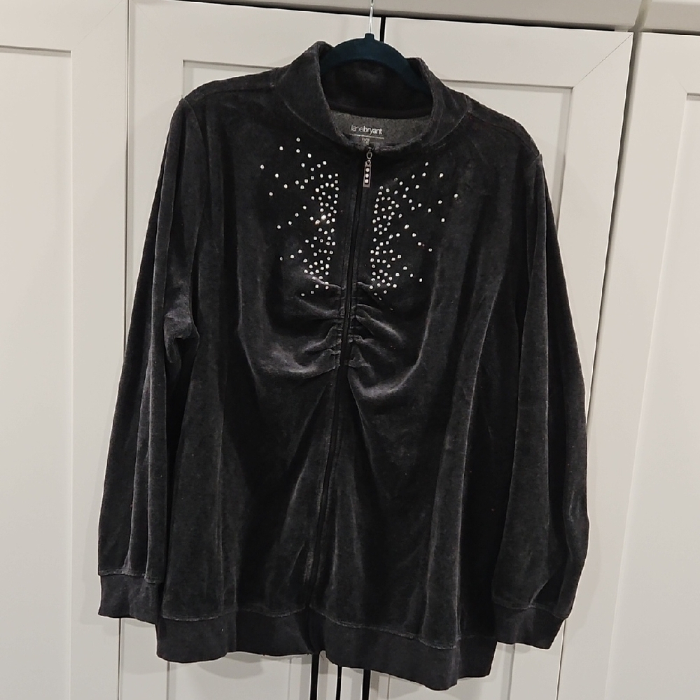 Lane Bryant Velour Full-zip With Sparkle Detail